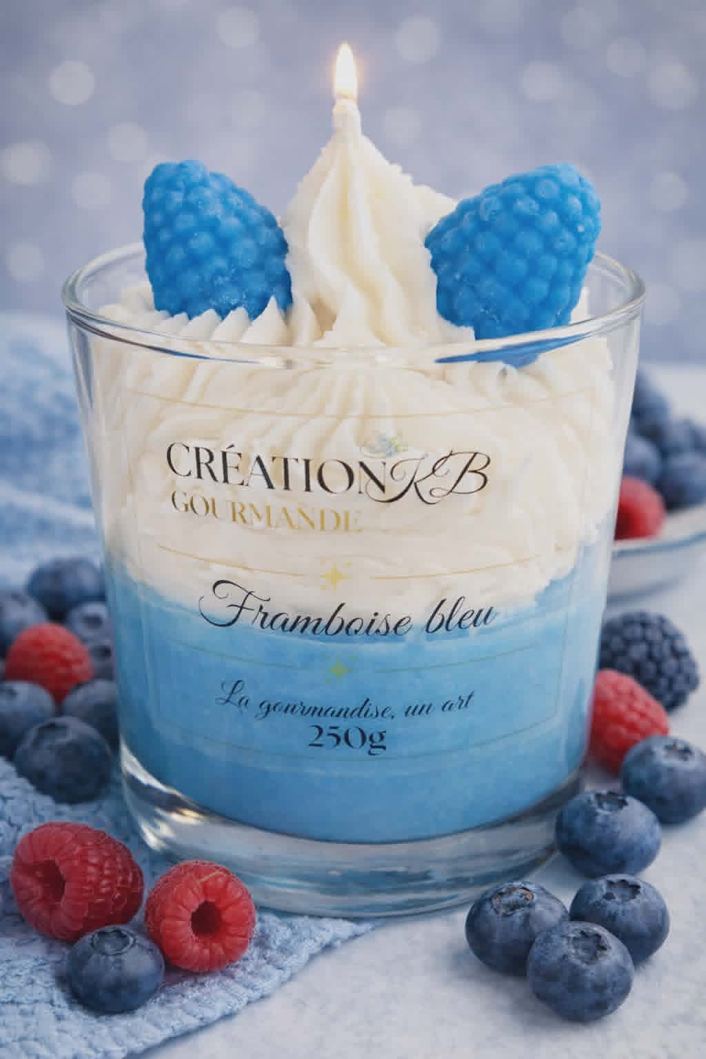 Bougie Gourmande framboise bleu