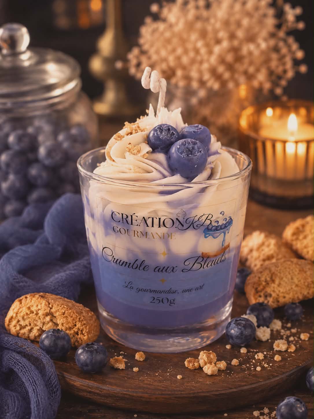 Bougie crumble aux bleuets