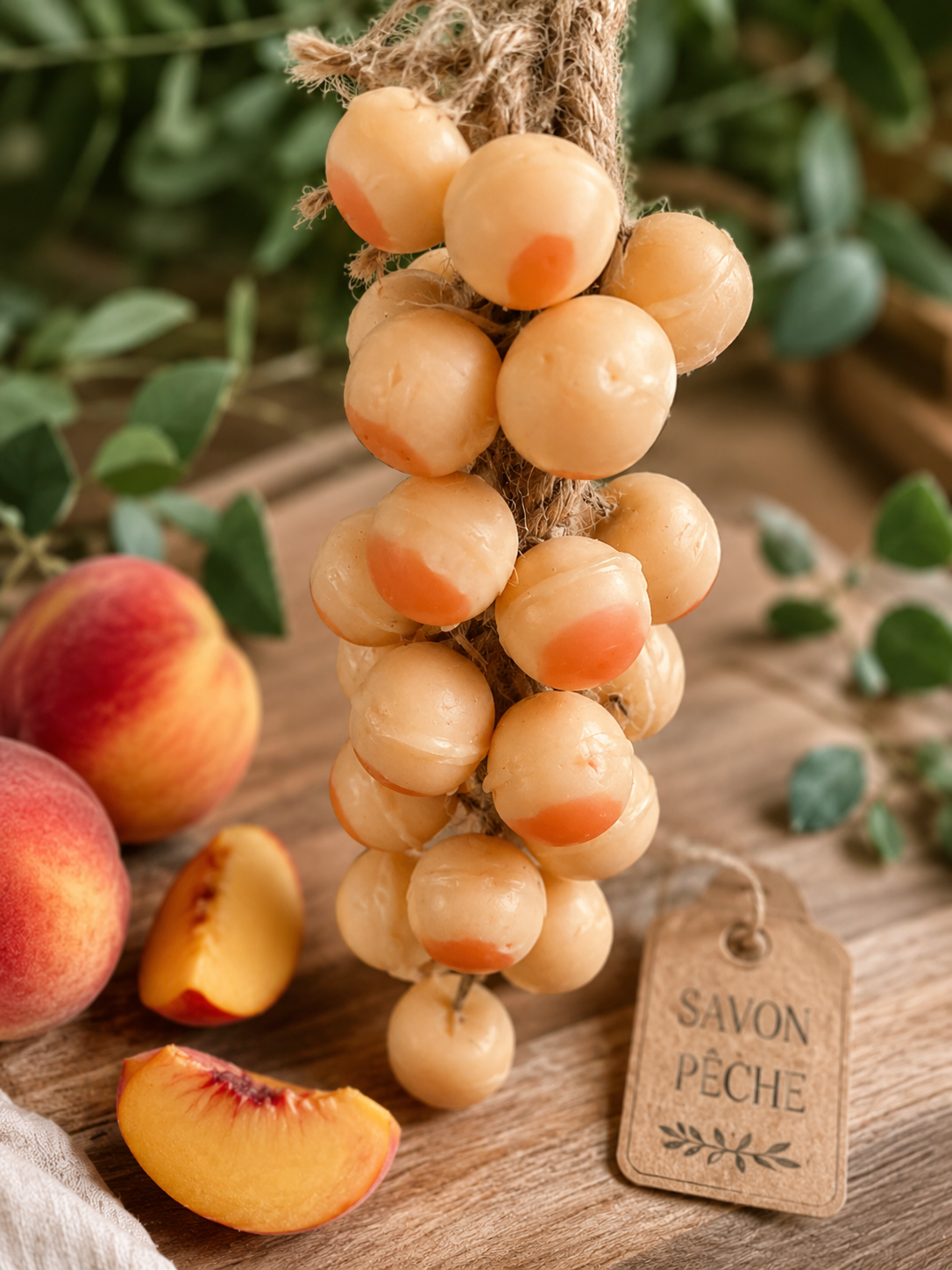 savon grappe pêche juteuse